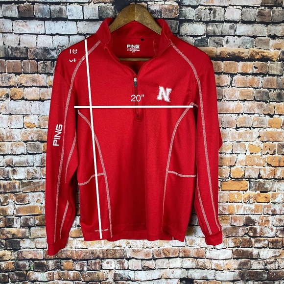 NEBRASKA 1/4 Zip Red & White Pullover - Picture 6 of 7